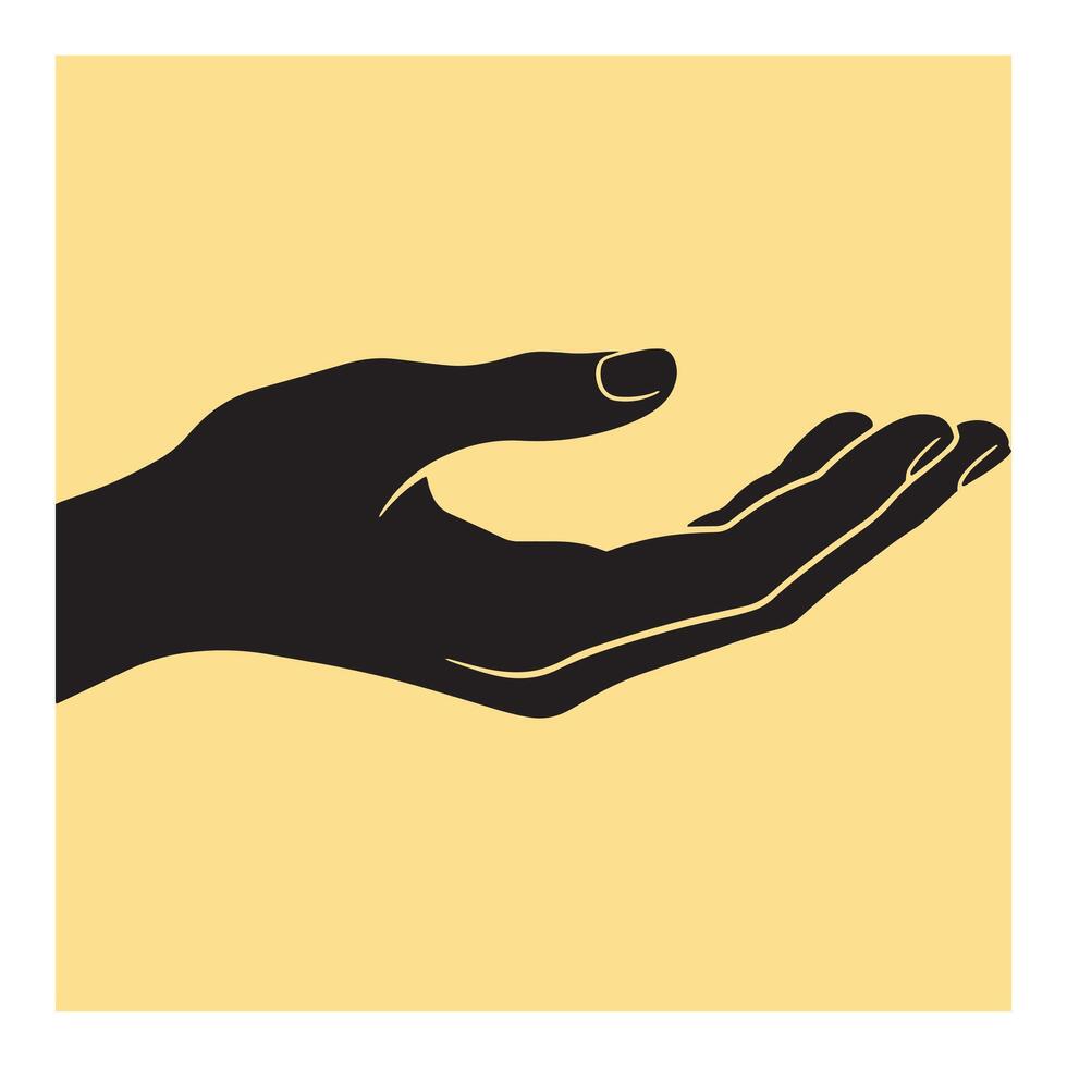 illustration of a black hand reaching out on a pastel yellow background vector