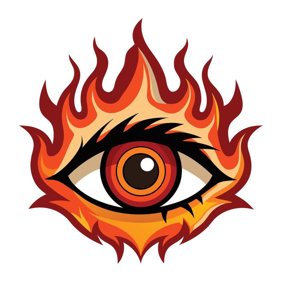 an eye with flames around it vector
