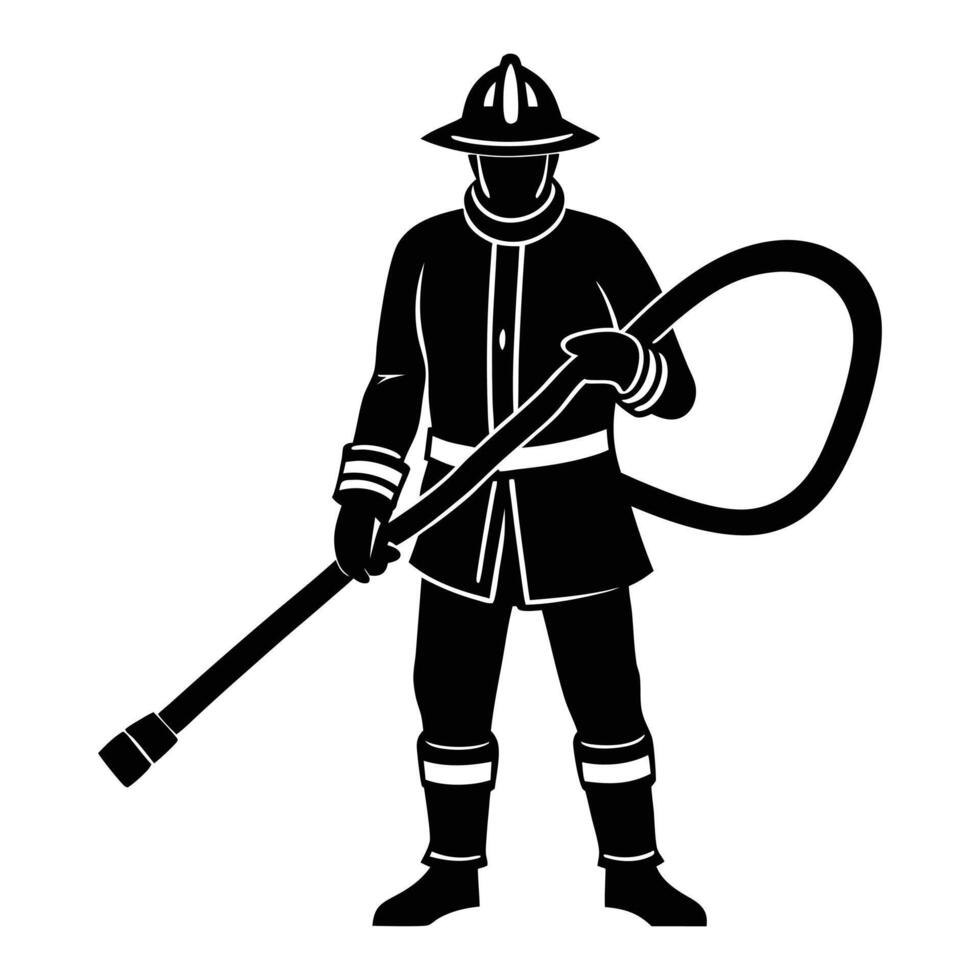 fireman with hose illustration. vector