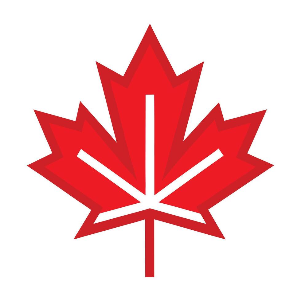 a red maple leaf icon on a white background vector