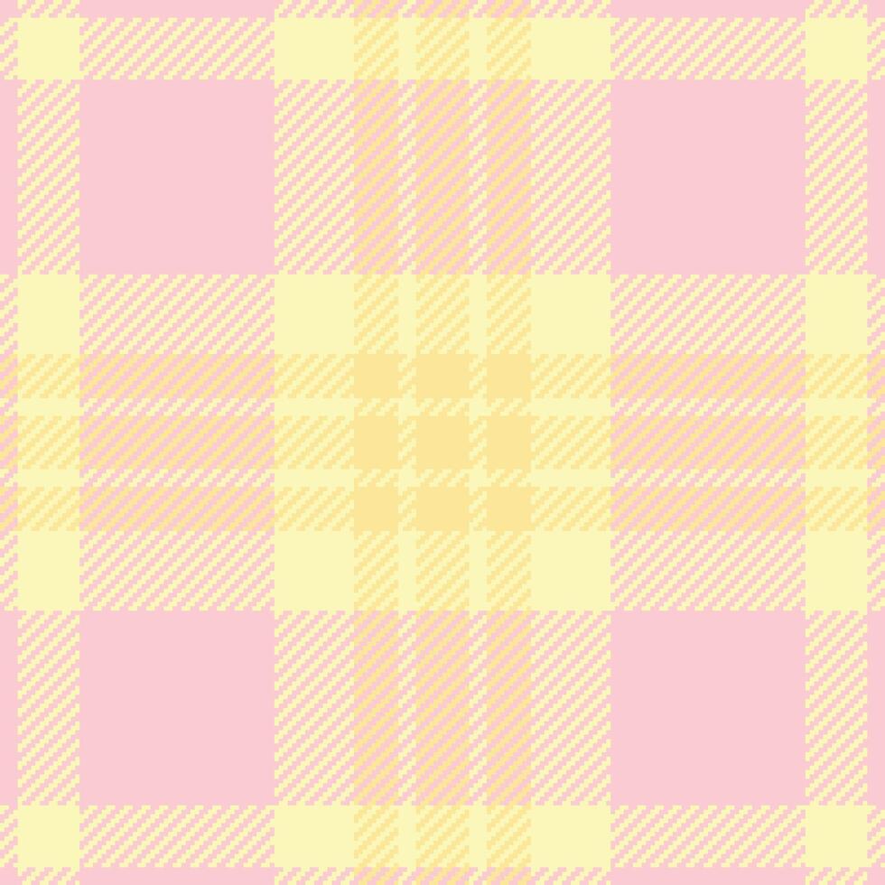 Sweet pastel pink and yellow plaid pattern. Perfect for textile design, scrapbooking, or as a background. This cheerful, seamless texture evokes feelings of joy and warmth. vector