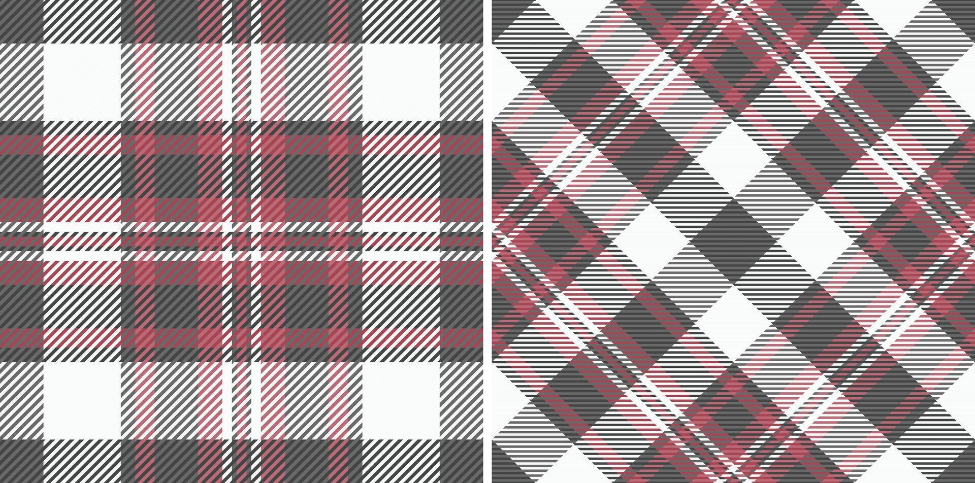 Stylish red and gray plaid patterns, perfect for textile design, fashion, and web backgrounds. Versatile seamless textures offer a modern twist on classic tartan. vector