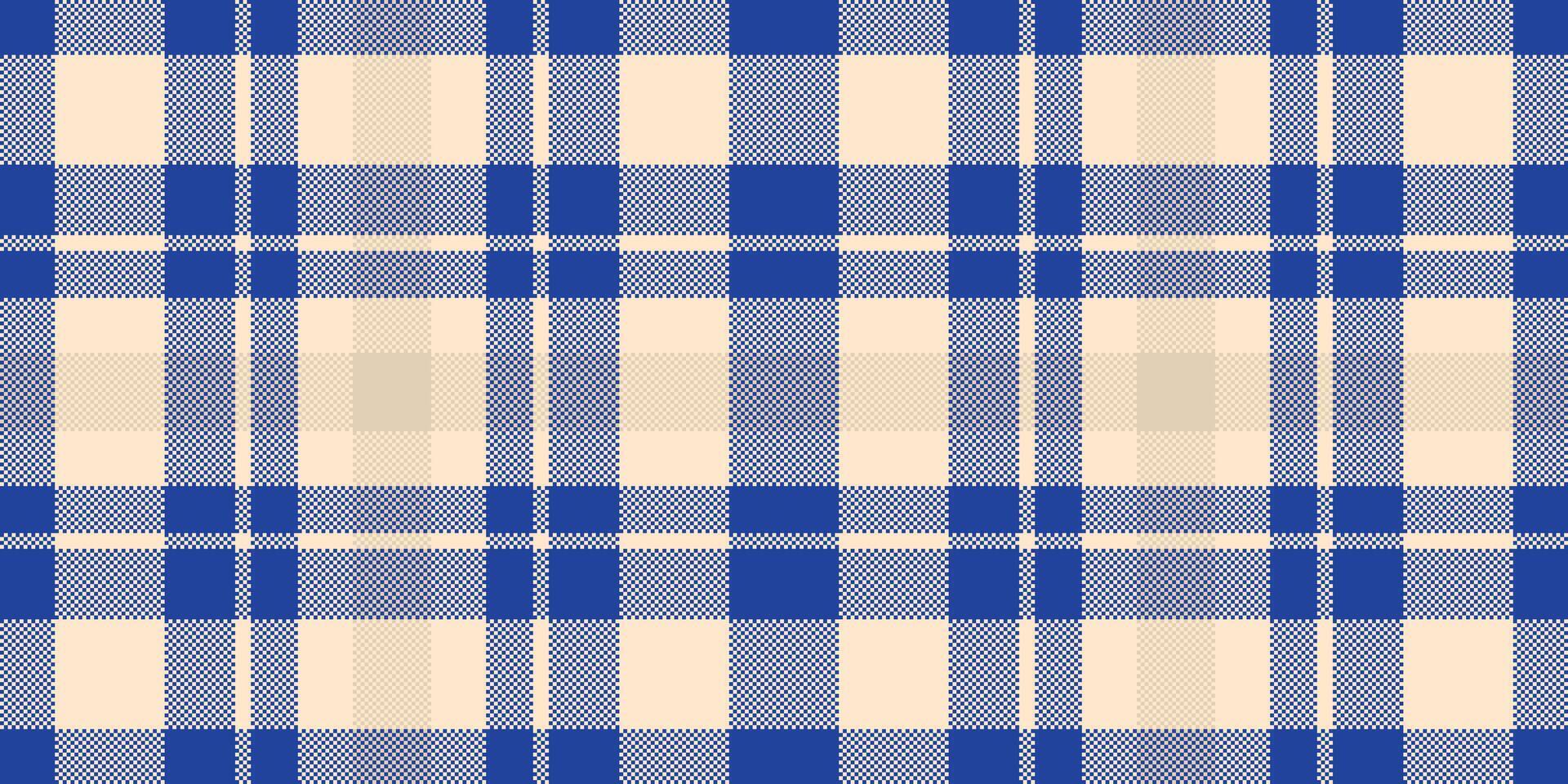 Classic cream and blue plaid pattern. Perfect for textile designs, website backgrounds, or crafting projects. This seamless texture offers a timeless, sophisticated aesthetic. vector
