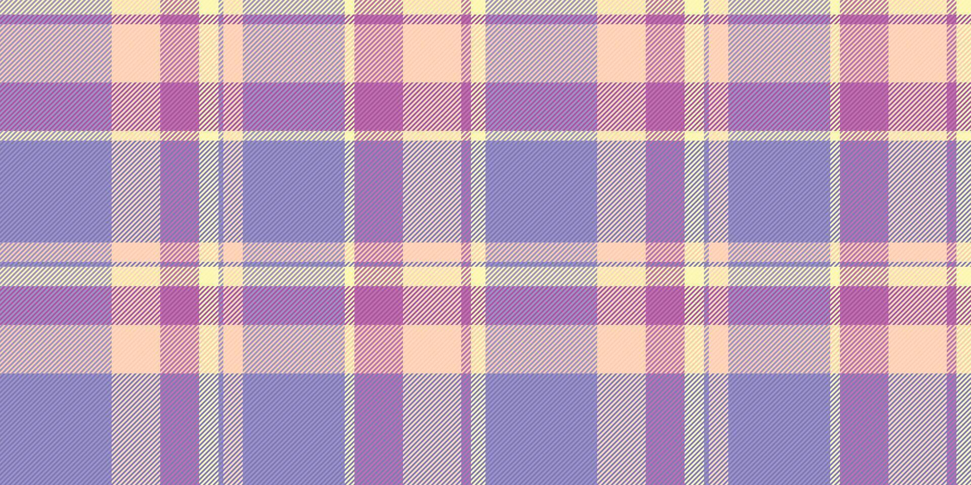 Pastel purple, pink, and yellow plaid pattern. Perfect for textile designs, website backgrounds, or scrapbooking. This soft, cheerful texture evokes feelings of comfort and warmth. vector