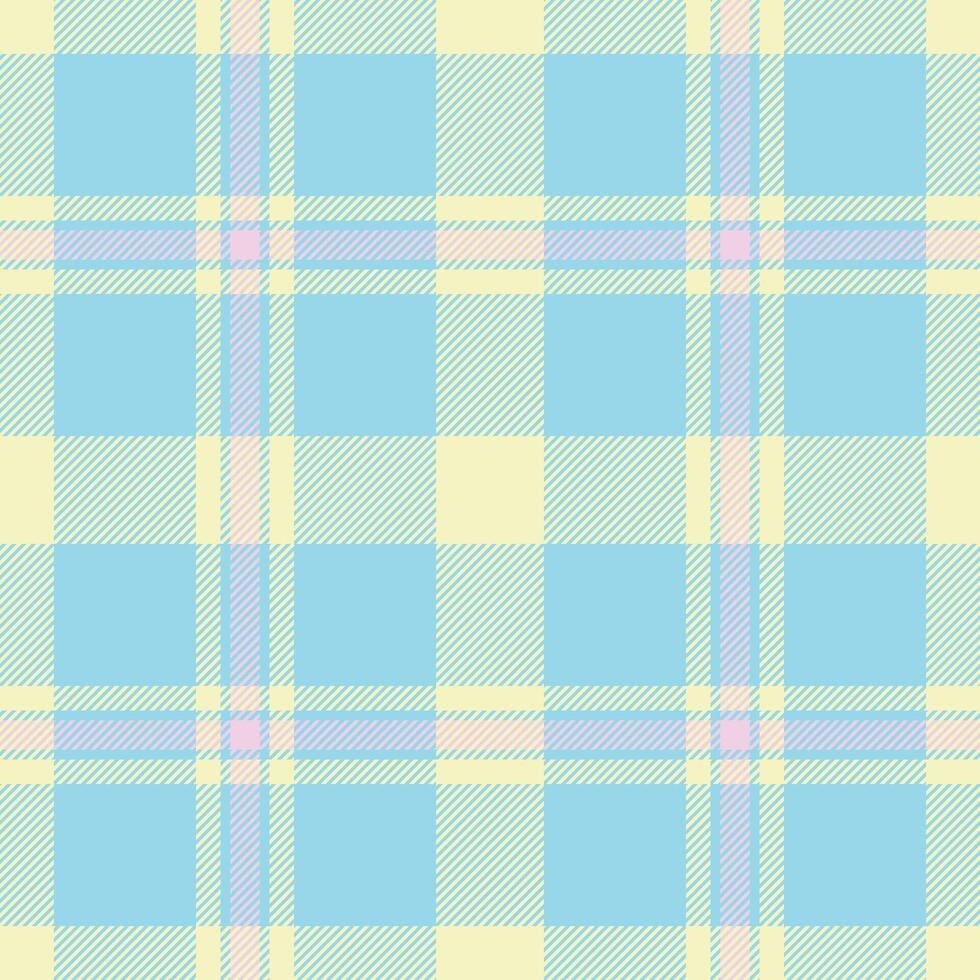 Pastel plaid pattern in soft blue, yellow, and pink. Perfect for backgrounds, textiles, or any design needing a gentle, cheerful aesthetic. vector