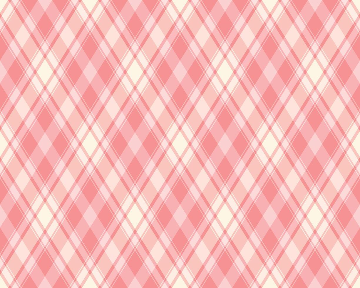Delightful pastel pink and cream diagonal plaid pattern. Perfect for textile design, scrapbooking, website backgrounds, and romantic projects. vector