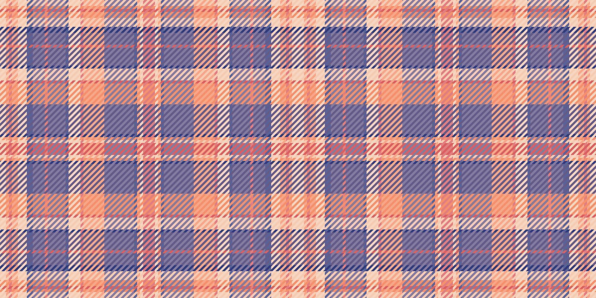 Subtle peach and purple plaid pattern. Seamless texture ideal for textile design, fashion, website backgrounds, and stationery. Evokes warmth, comfort, and a touch of rustic charm. vector