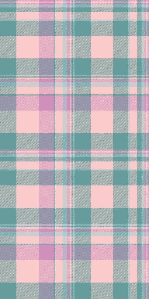 Everyday background textile, dimensional texture check seamless. Classic plaid fabric tartan pattern in light and teal colors. vector