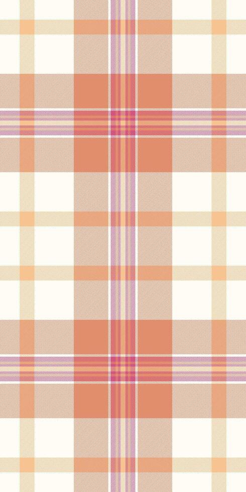 Elementary tartan seamless , velvet textile pattern background. Trim texture check fabric plaid in orange and ivory colors. vector
