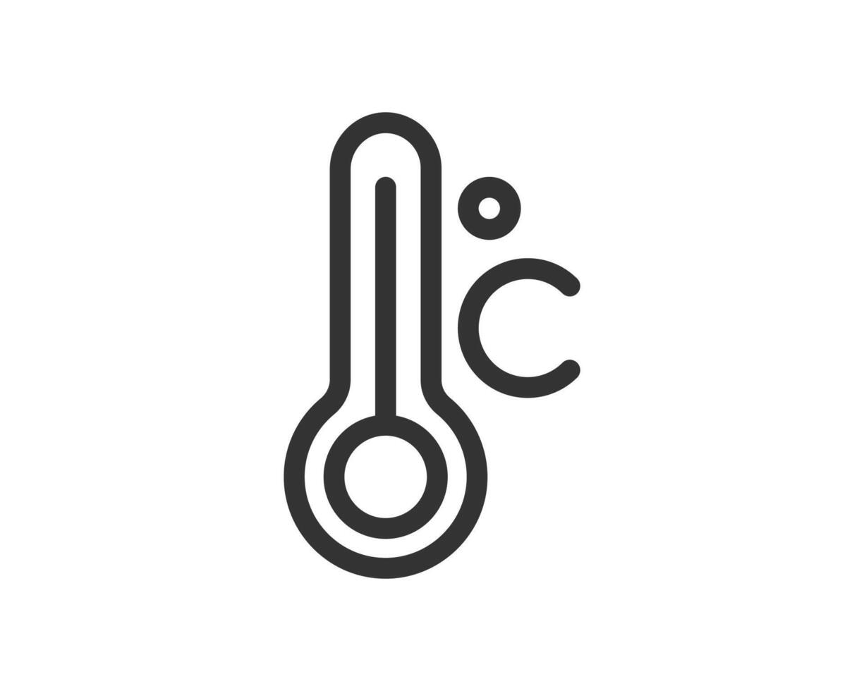 Simple celsius thermometer icon. Represents weather, temperature, health. Clean illustration. Ideal for medical, science, or environmental projects. vector