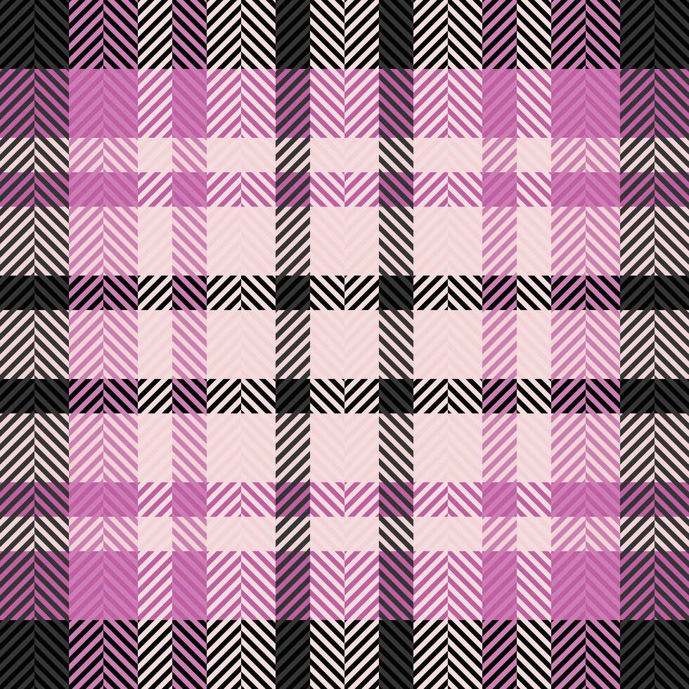Stylish herringbone plaid pattern in pink, black, and white. Perfect for textile design, fashion, apparel, or website backgrounds. vector