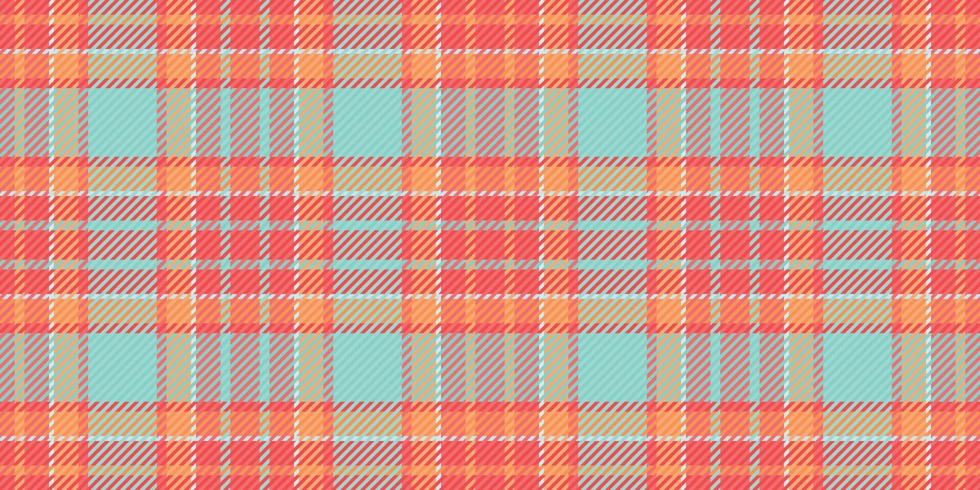 Vibrant coral and teal plaid pattern. Perfect for textile design, website backgrounds, or fashion illustrations. This cheerful, summery design evokes feelings of warmth and energy. vector