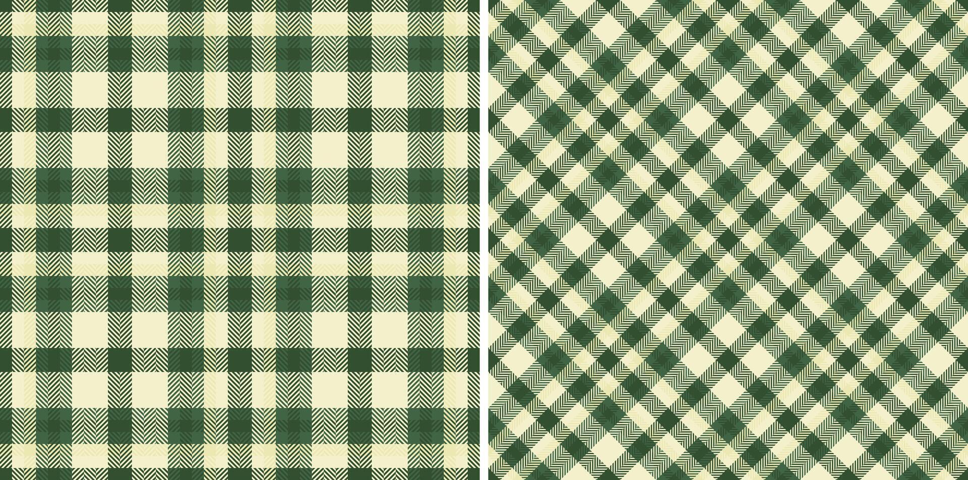 Dual green and cream gingham patterns. Classic, rustic textures perfect for textile designs, packaging, backgrounds, or crafting projects. Evokes feelings of warmth, homeliness, and tradition. vector