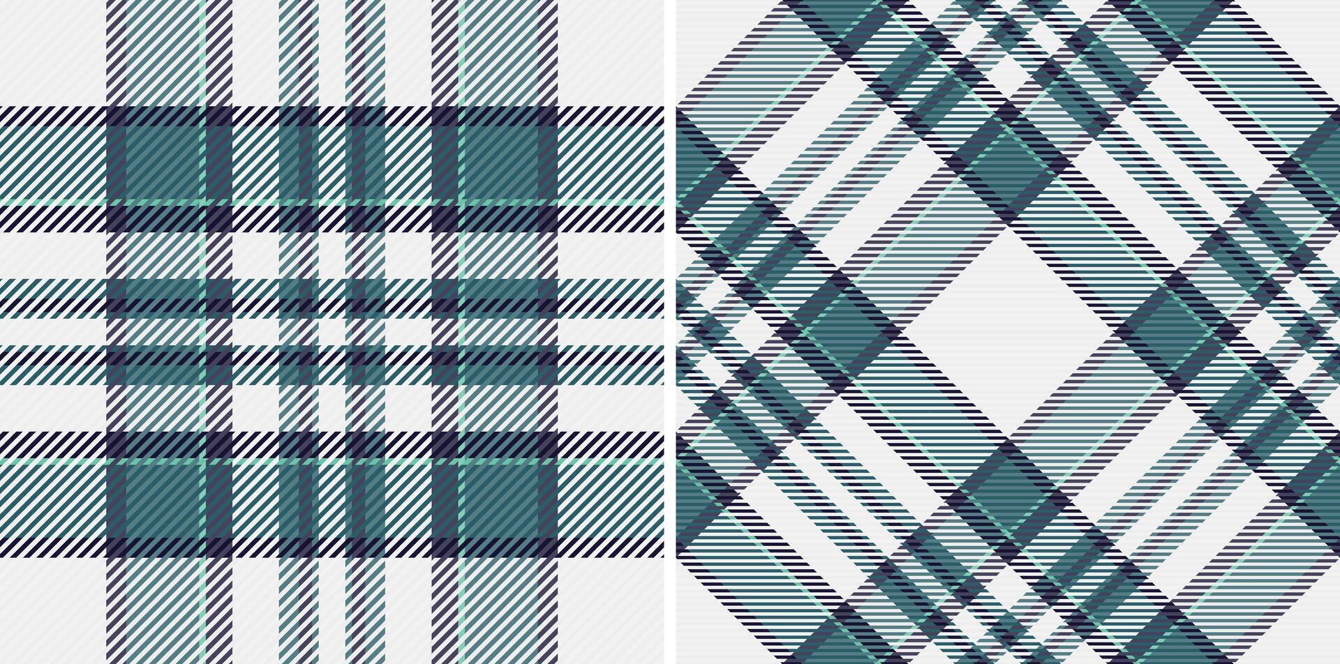 Elegant teal and white plaid patterns, perfect for textile design, apparel, or website backgrounds. vector
