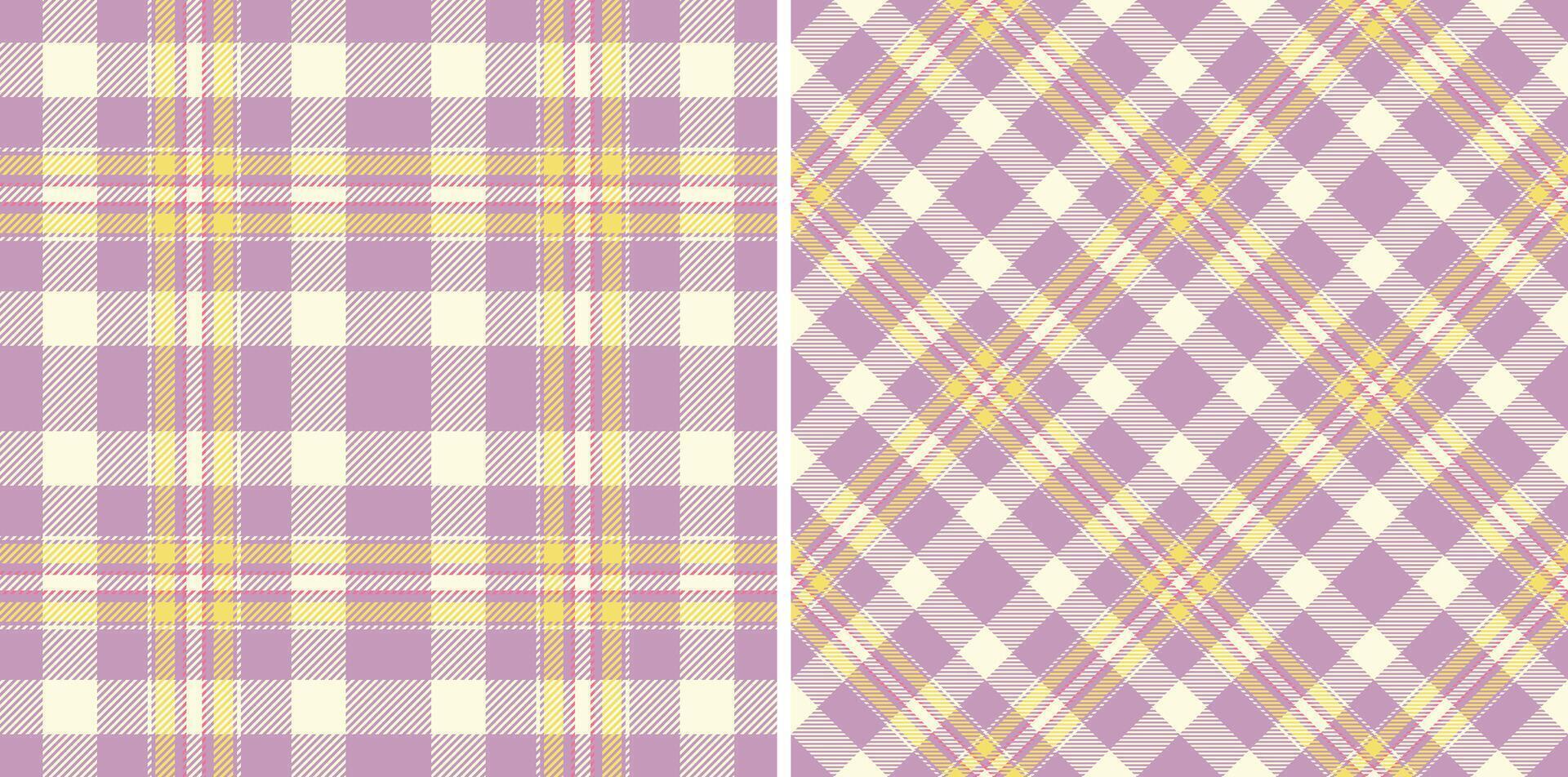 Two pastel plaid patterns one classic, one diagonal. Ideal for textiles, backgrounds, or digital design projects needing a soft, cozy, or vintage feel. vector