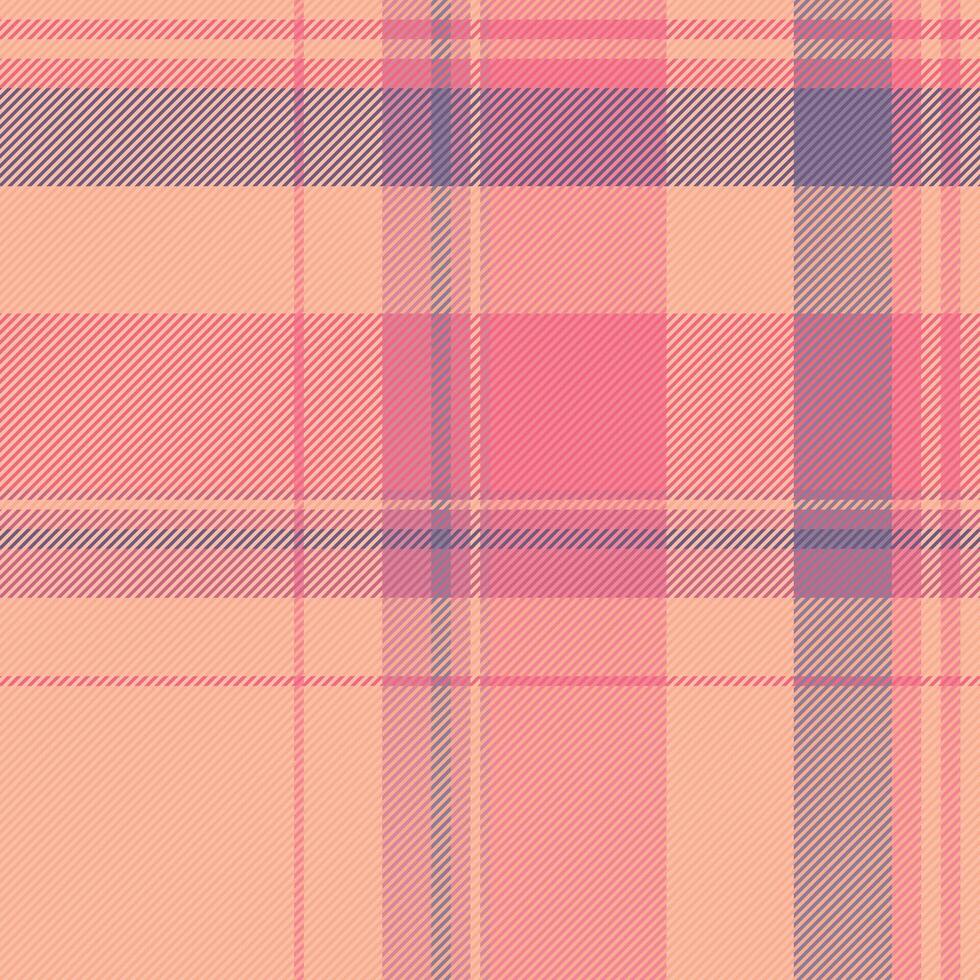 Soft, pastel tartan pattern with pink, coral, and purple hues. Ideal for backgrounds, textiles, or adding a cozy, comforting texture. Timeless and versatile design. vector