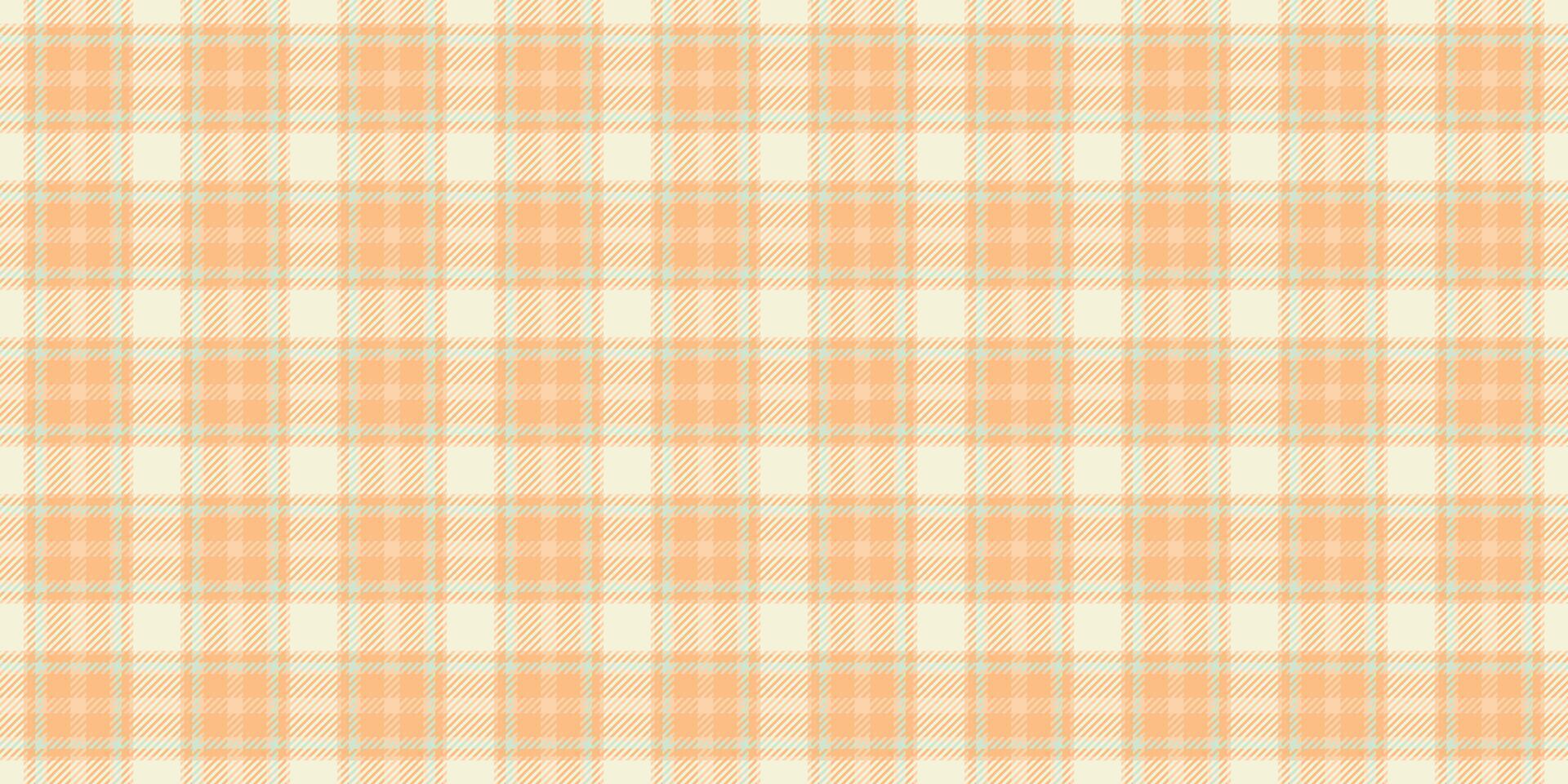 Lovely texture check plaid, peach background pattern fabric. Dimensional seamless textile tartan in orange and beige colors. vector