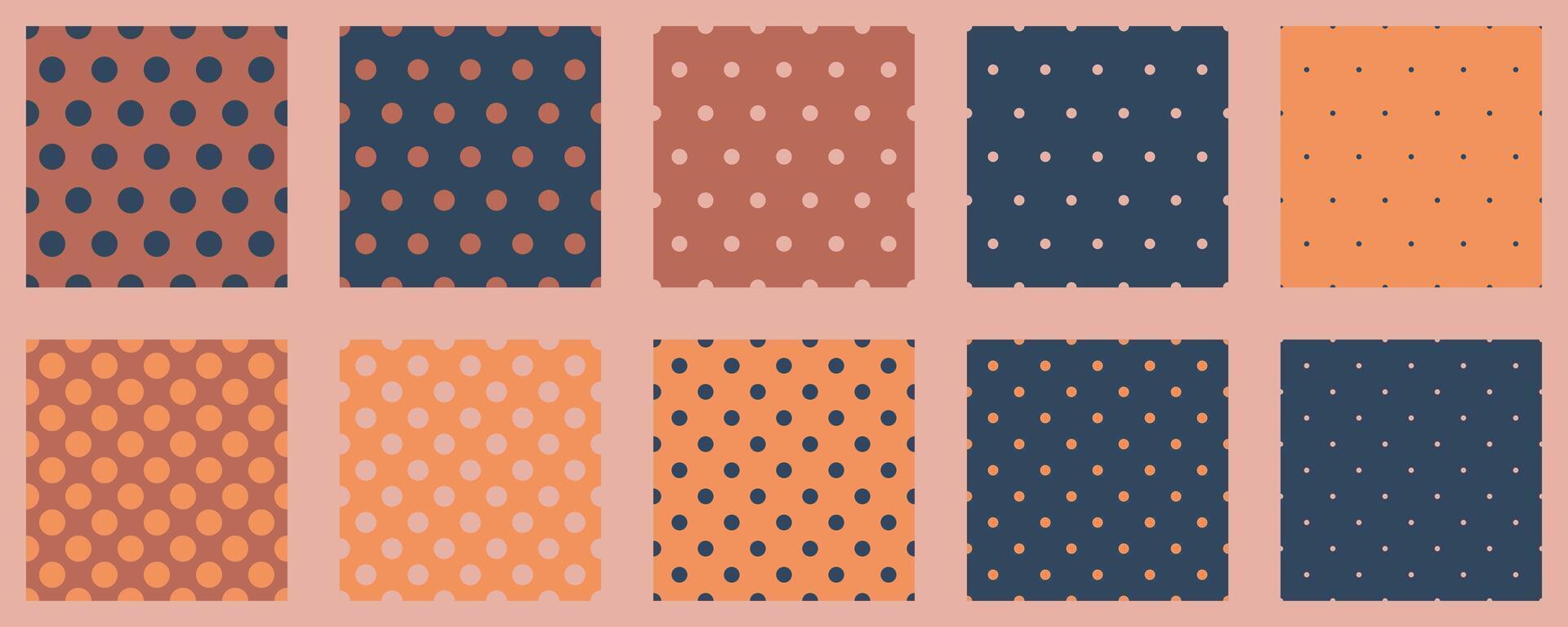 Set polka dots seamless pattern vector