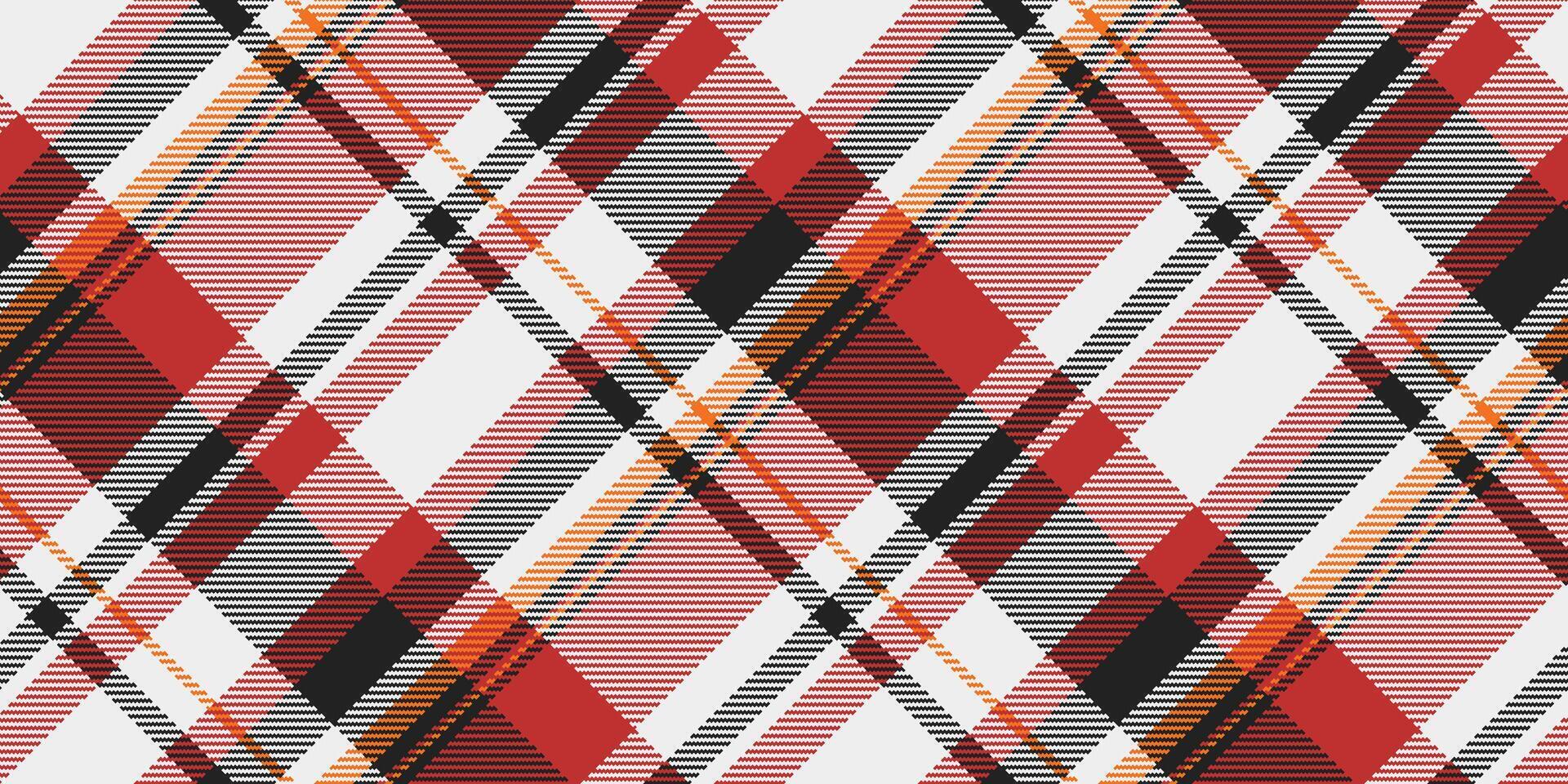 Classic plaid pattern in warm hues. Seamless textile design featuring intersecting lines. Ideal for backgrounds, fashion, festive themes. Versatile texture. vector
