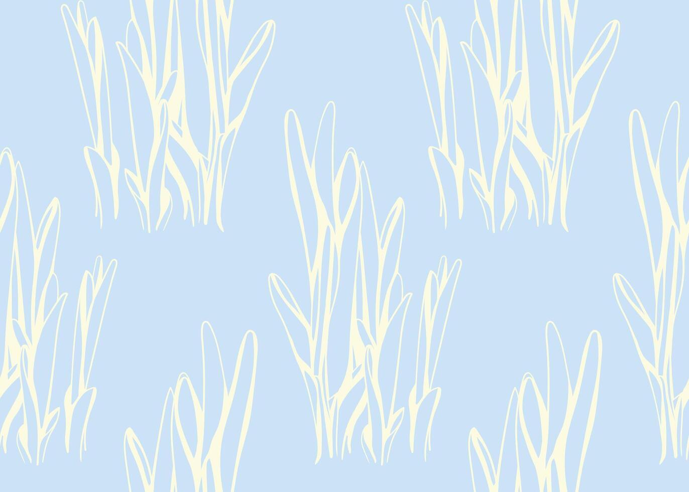 Pastel blue background with a delicate, repeating pattern of stylized creamcolored floral motifs. Suggests serenity, spring, and gentle growth. vector