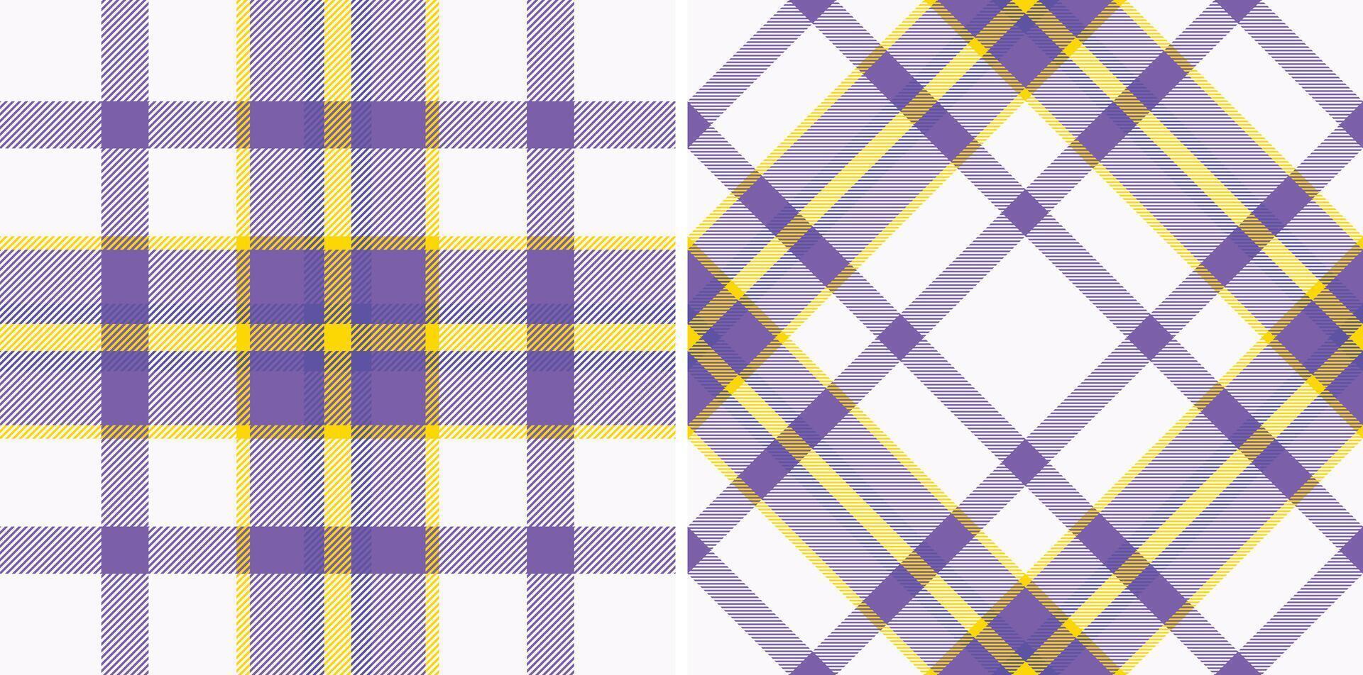 Abstract geometric plaid patterns in cool purple and yellow tones. Versatile design for backgrounds, textiles, or creative projects needing a modern touch. vector