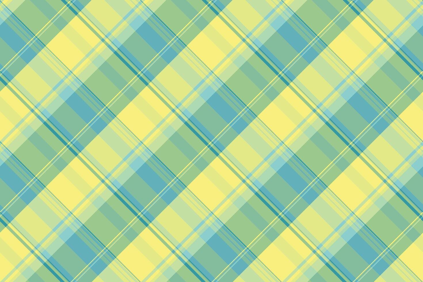 Vibrant diagonal plaid pattern in soft yellow, teal, and green. Perfect for textile design, springsummer projects, or adding a cheerful, fresh feel to websites and packaging. vector