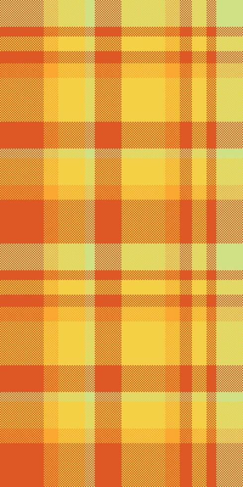 Romantic texture check, 20s fabric seamless textile. Fold tartan plaid background pattern in orange and yellow colors. vector