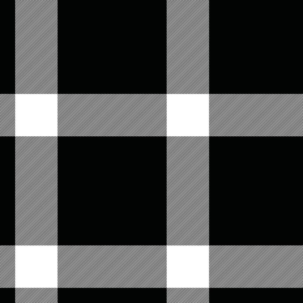 Classic monochrome plaid pattern in black, white and gray. Versatile, seamless repeat. Ideal for backgrounds, textiles, fashion, or graphic design. vector