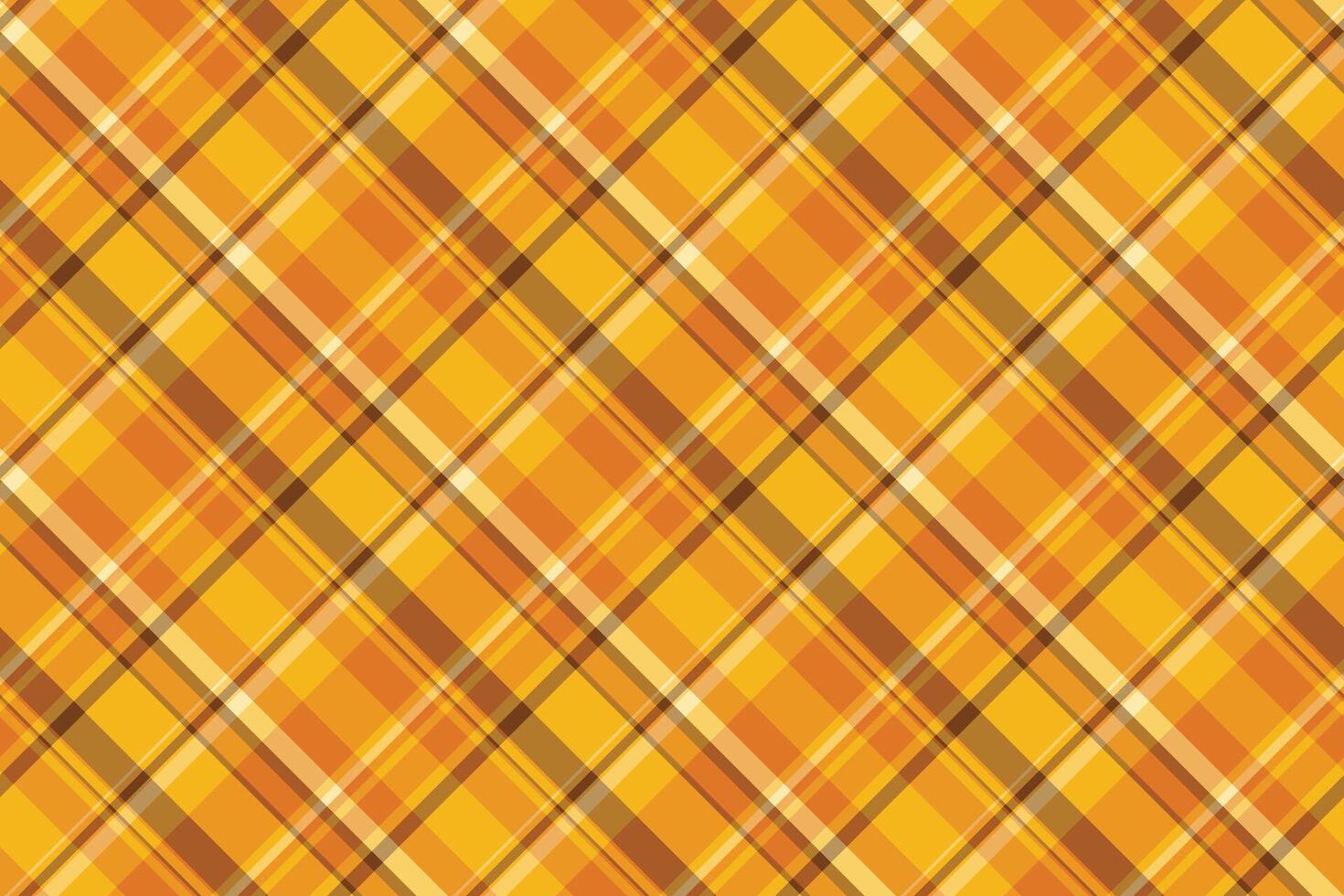 Vibrant autumnal plaid pattern. Warm gold, amber, and brown hues create a cheerful, rustic feel. Perfect for fallthemed designs, textiles, or website backgrounds. vector