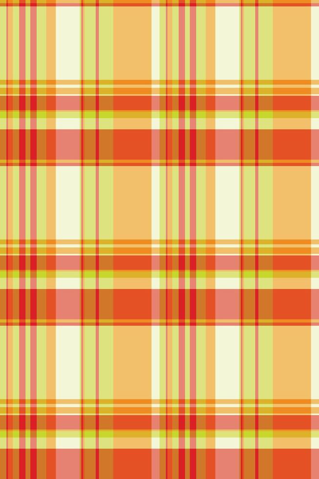 Professional pattern textile plaid, structure check seamless background. Square tartan texture fabric in orange and red colors. vector