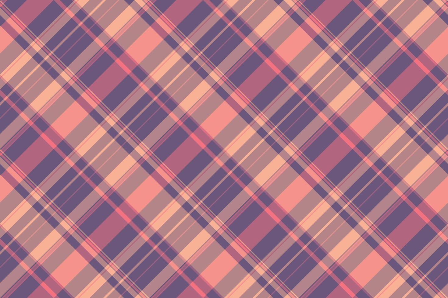 Elegant diagonal plaid pattern in muted pink and purple hues. Perfect for textile design, website backgrounds, or crafting projects. vector