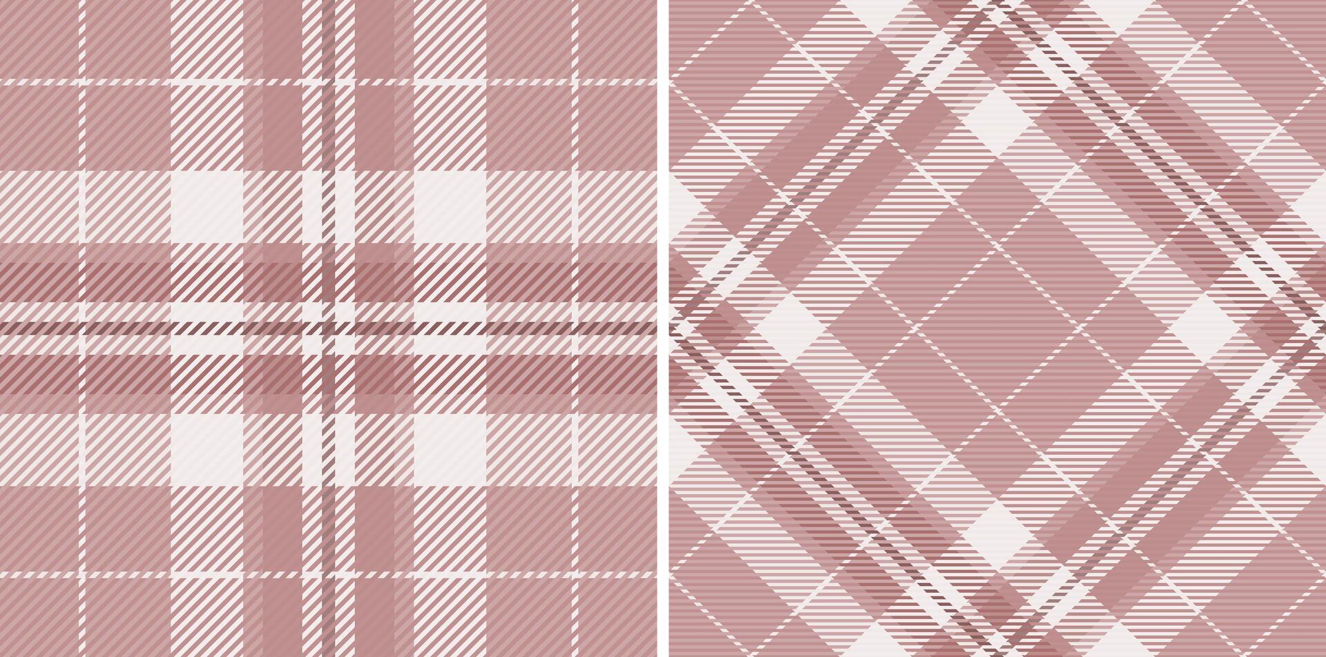 Elegant blush pink plaid patterns, perfect for fashion, textiles, and stationery design. Two seamless textures offer versatile design options a classic horizontal and a chic diagonal. vector