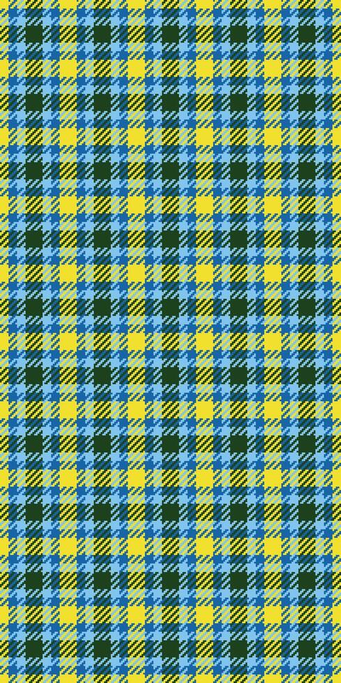 Vibrant yellow, blue, and green plaid pattern. Perfect for textile design, website backgrounds, or fashion projects. This cheerful, geometric texture evokes feelings of warmth and energy. vector