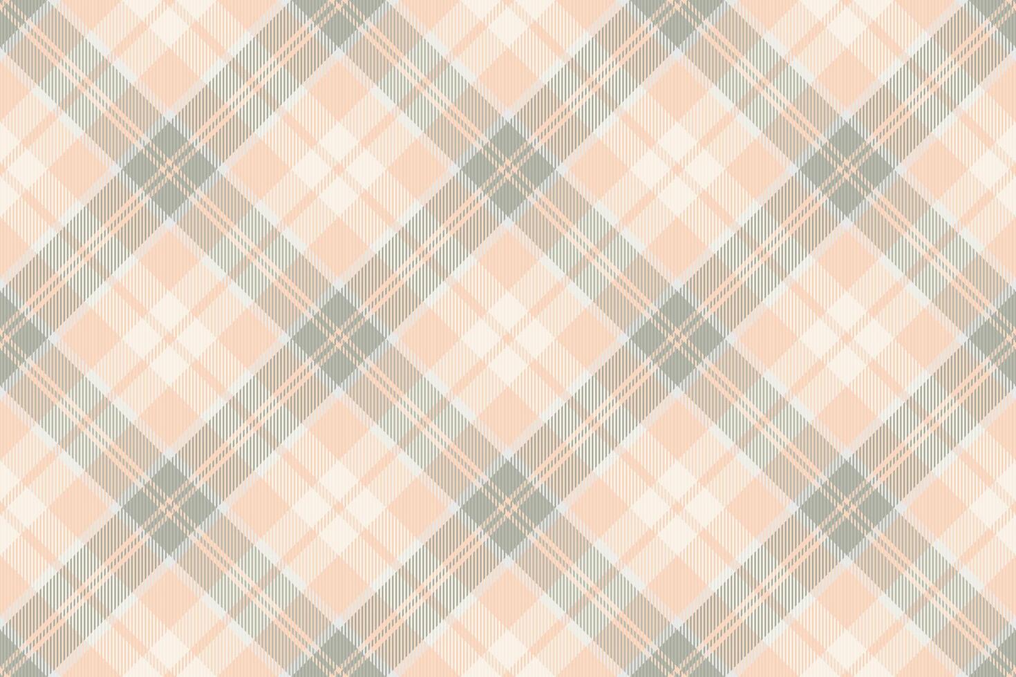 Elegant peach and grey plaid pattern. Seamless textile design ideal for fashion, home decor, or website backgrounds. Subtle texture adds depth and sophistication. vector
