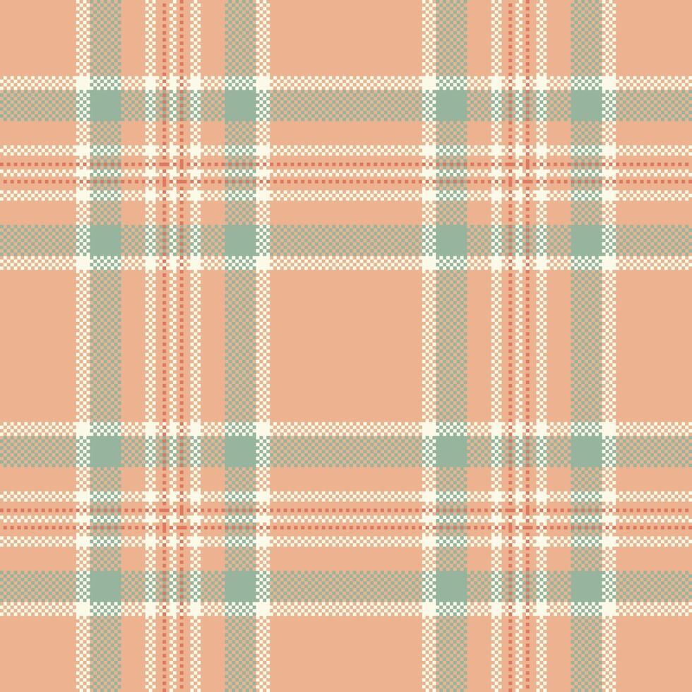 Elegant pastel plaid pattern. Soft peach, mint green, and beige hues create a calming, versatile design perfect for textiles, websites, or packaging. vector