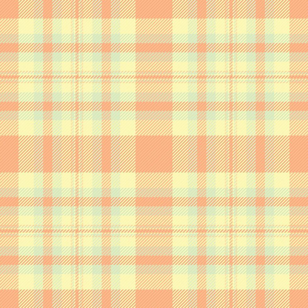 Pastel peach and yellow plaid pattern. Perfect for textile design, websites, packaging, and crafting projects. This soft, seamless texture evokes feelings of warmth and tranquility. vector