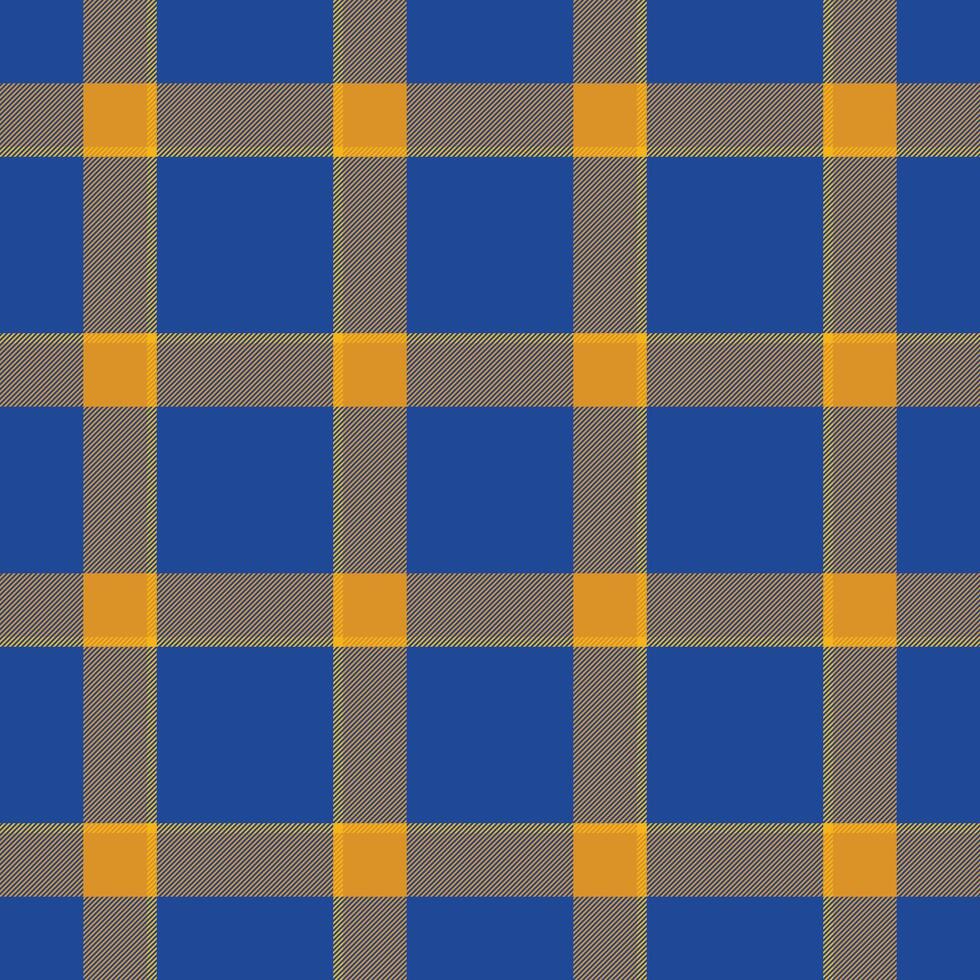 Classic plaid pattern in bold blue and gold hues. A versatile seamless texture, ideal for backgrounds, textiles, and design projects needing a traditional touch. vector
