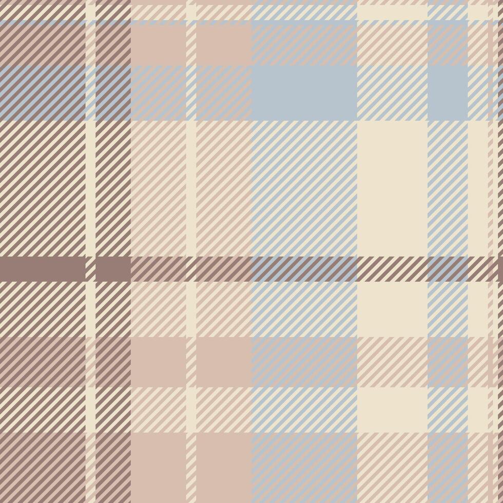 Subtle pastel plaid pattern in beige, brown, and blue hues. Elegant and versatile, perfect for textile designs, website backgrounds, or stationery. Evokes feelings of calm and sophistication. vector