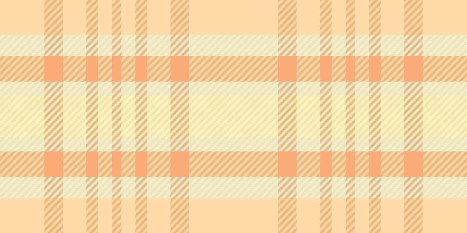 Pastel peach and cream plaid pattern. Perfect for backgrounds, textiles, or website design. Subtle texture evokes feelings of warmth and calm. Ideal for projects requiring a soft, elegant aesthetic. vector