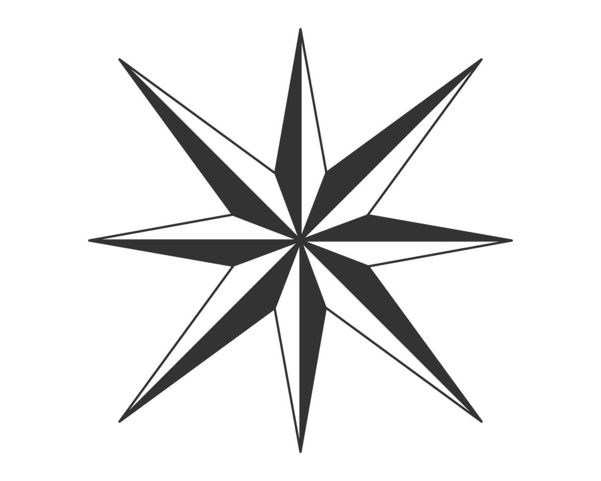 A minimalist, geometric compass rose. Perfect for navigation, travel, adventure, or wayfinding concepts. Clean and versatile. Use it for logo design, icons or backgrounds. vector