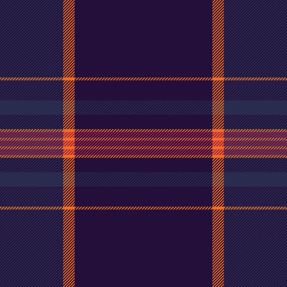 Stylish deep blue and orange plaid pattern. Perfect for fall fashion, textile designs, or website backgrounds. This bold, geometric design evokes warmth and sophistication. vector