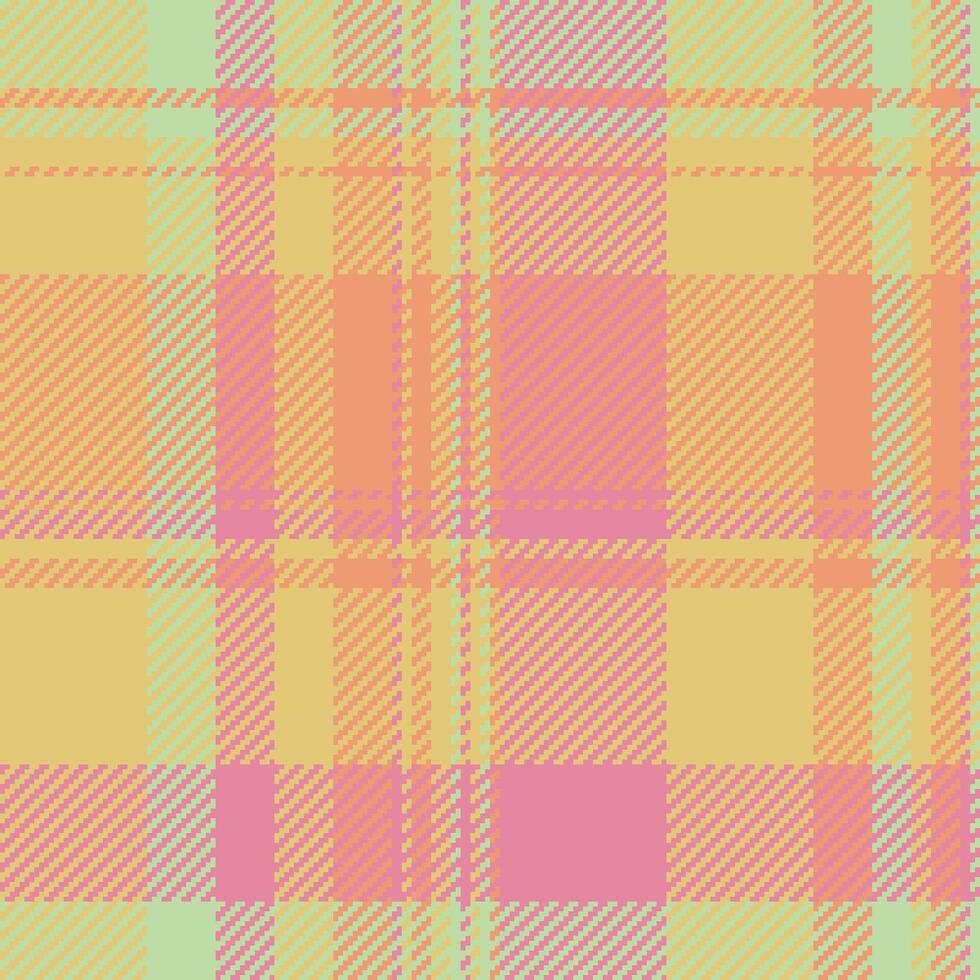 Argyle pattern check tartan, satin plaid textile fabric. Pyjamas texture seamless background in amber and orange colors. vector