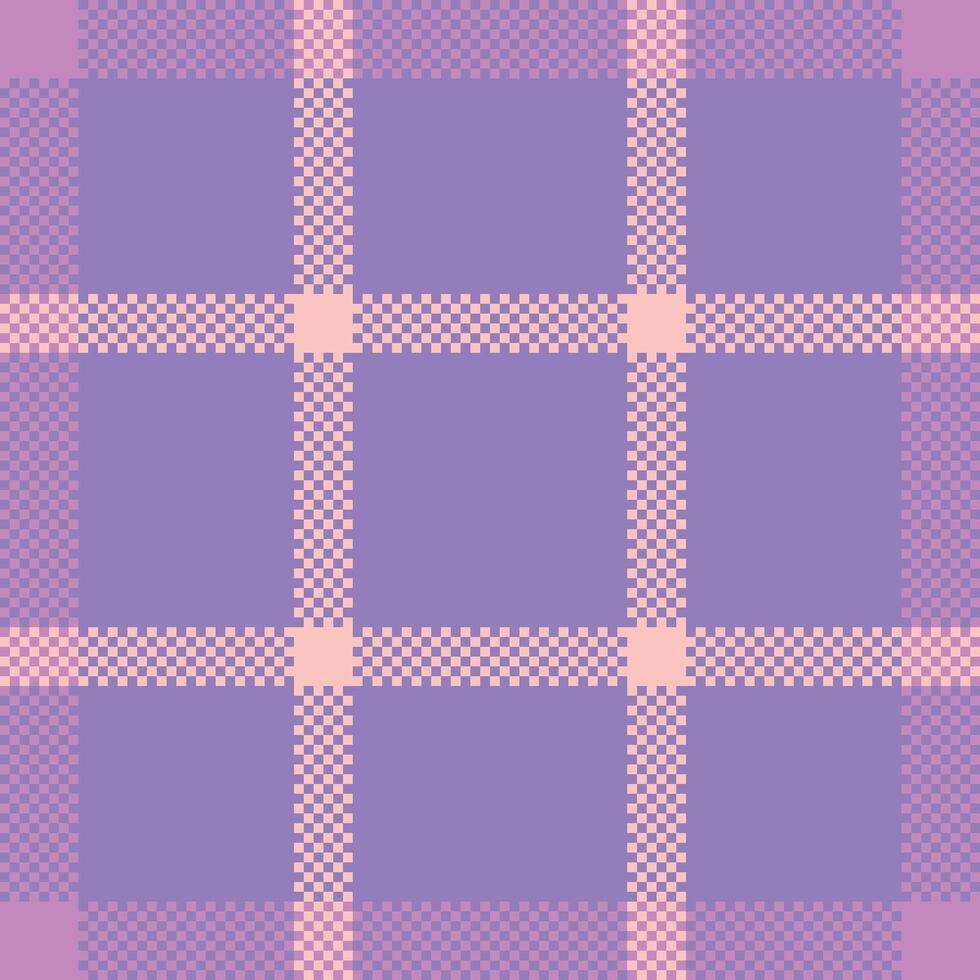 Pixelated plaid pattern in lavender and peach. Retro, geometric design. Ideal for backgrounds, textures, or creative projects needing a vintage, lofi aesthetic. vector