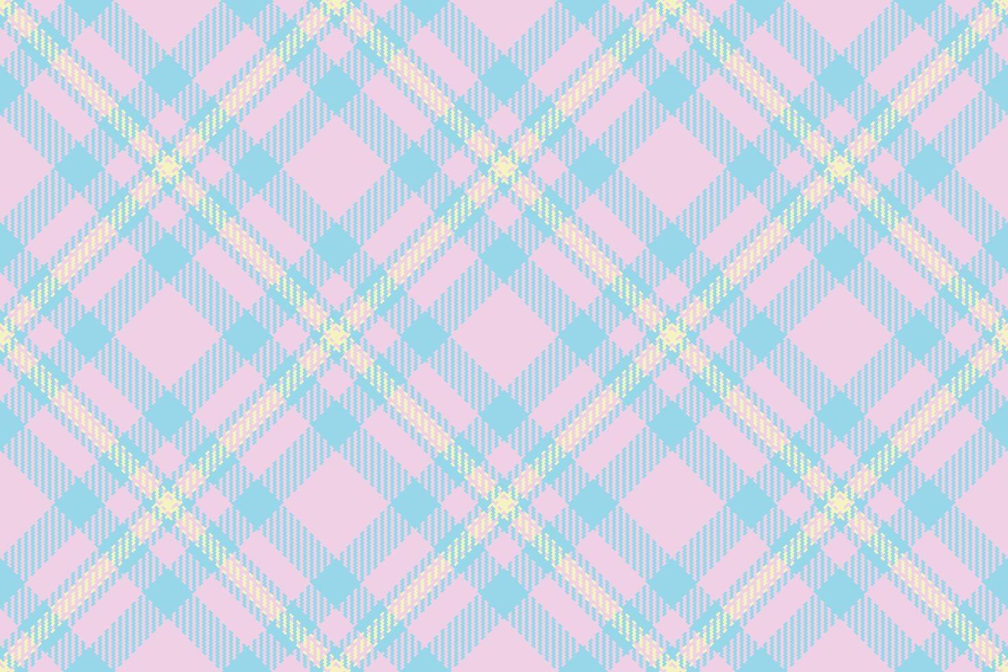Pastel plaid pattern. Soft, repeating textile design in pink, blue, and yellow. Use for backgrounds, fashion, crafts, or springEaster themed designs. vector