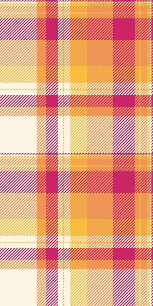 Vibrant autumnal plaid pattern in warm oranges, pinks, and creamy whites. Perfect for textile design, fallthemed projects, or adding a touch of rustic charm to your work. vector