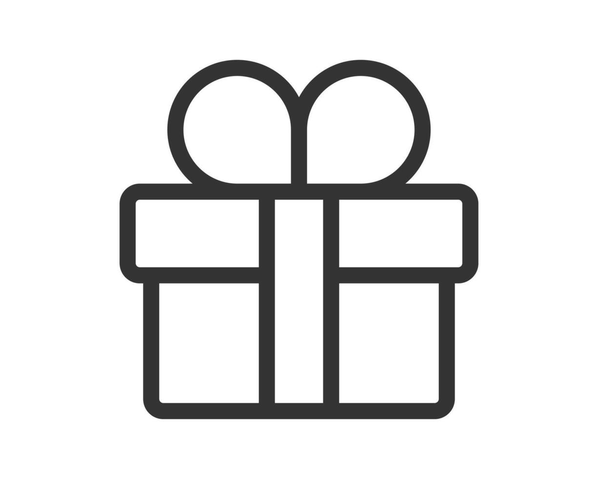 Stylized gift box icon with ribbon. Clean, modern design ideal for promotions, events, holidays, or celebratory concepts. Simple graphic element for any digital or print media. vector