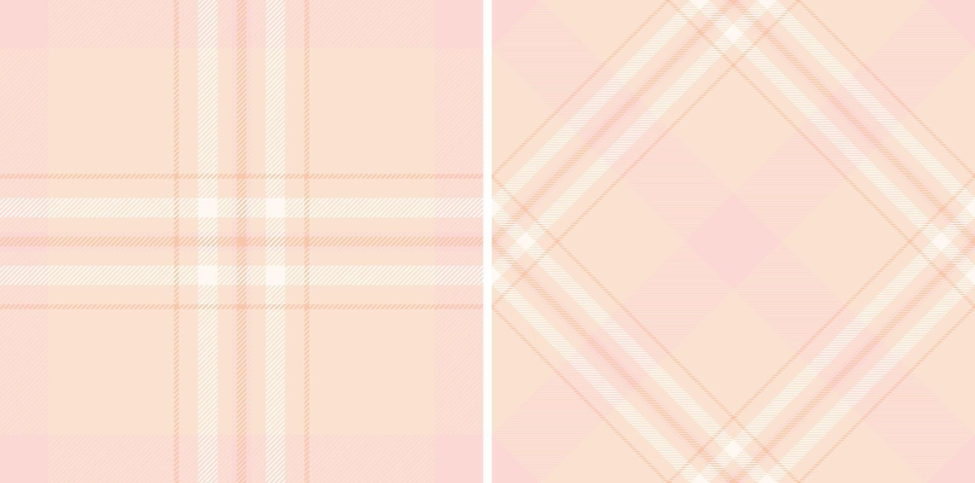 Elegant pastel pink and beige plaid patterns, perfect for textile design, website backgrounds, or stationery. These soft, subtle checks offer a sophisticated and versatile aesthetic. vector