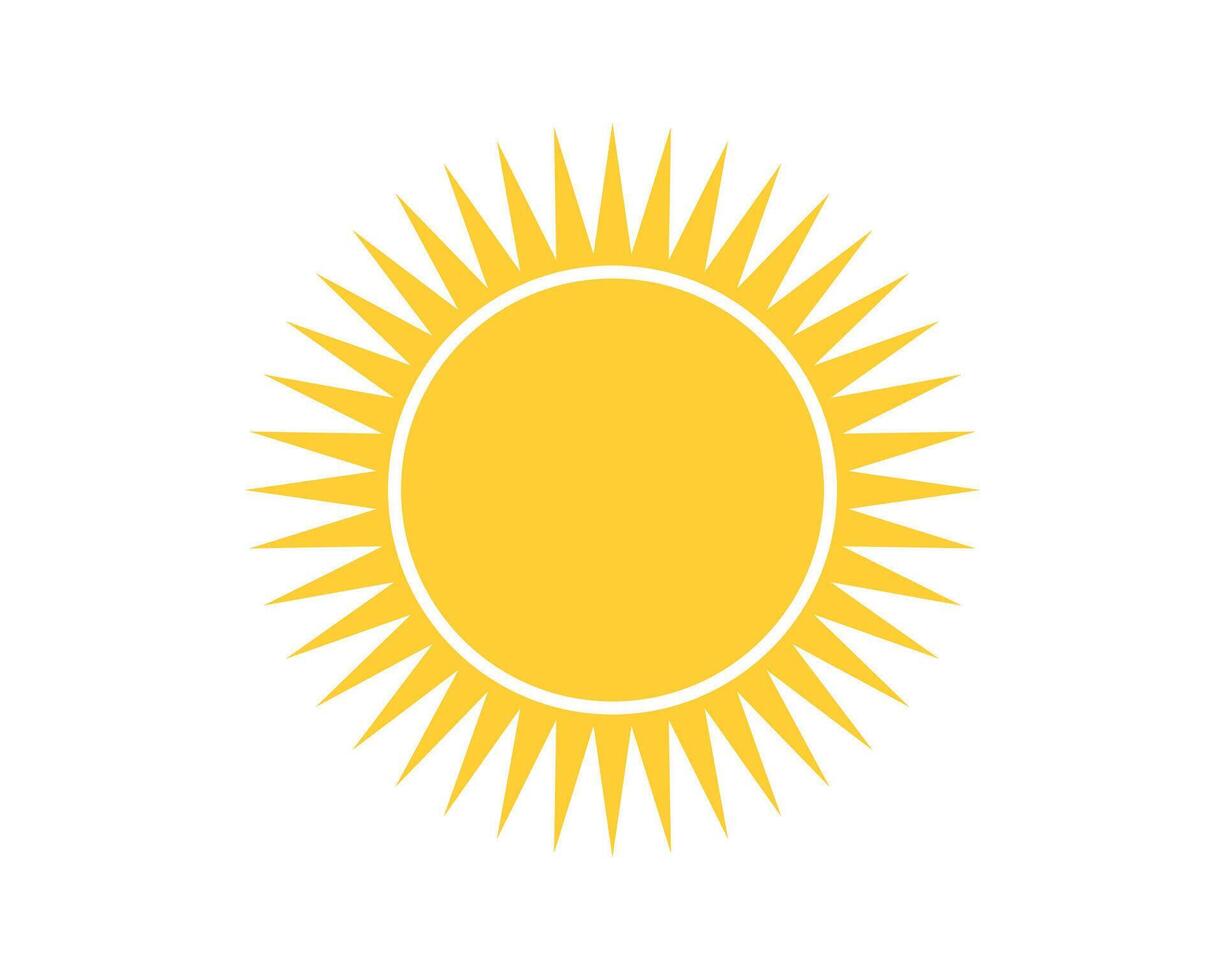 Bright and cheerful sun icon. A simple, flat design conveying warmth, energy, and optimism. Ideal for weather forecasts, summer promotions, and positive messaging. vector