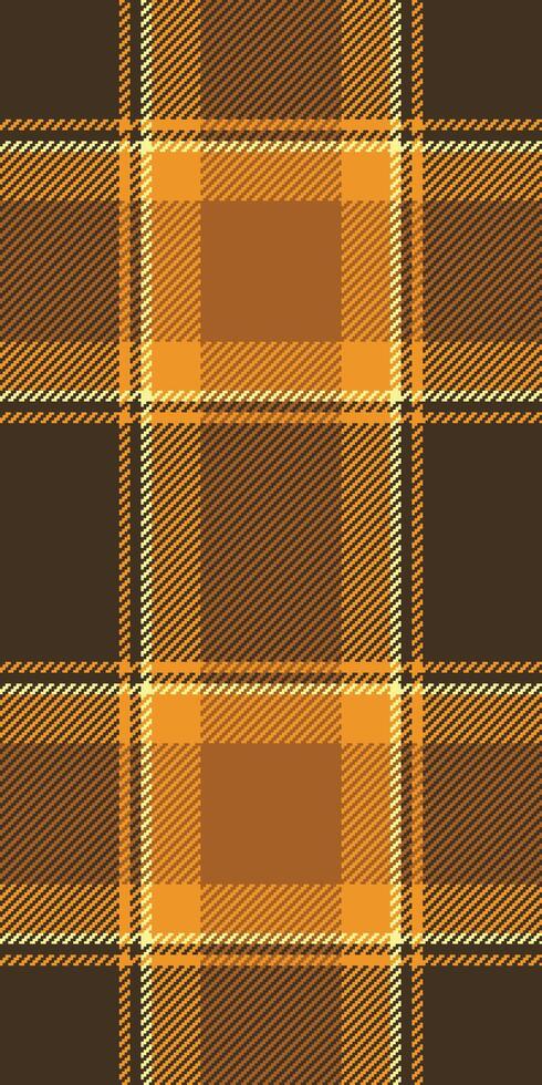 Tie background texture, ethnic tartan plaid textile. Household pattern check seamless fabric in orange and dark colors. vector