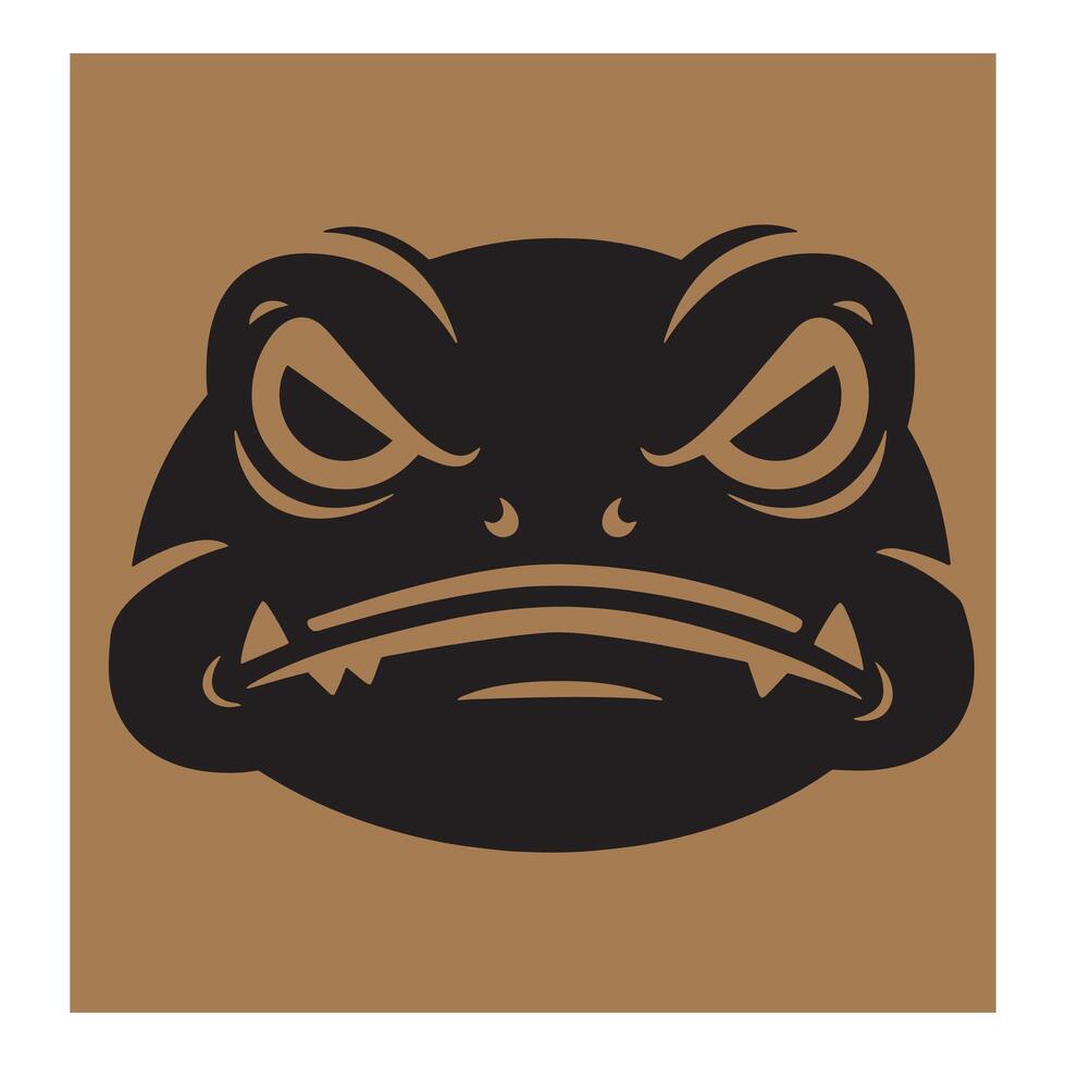 illustration of an angry frog head with sharp teeth in a geometric style vector